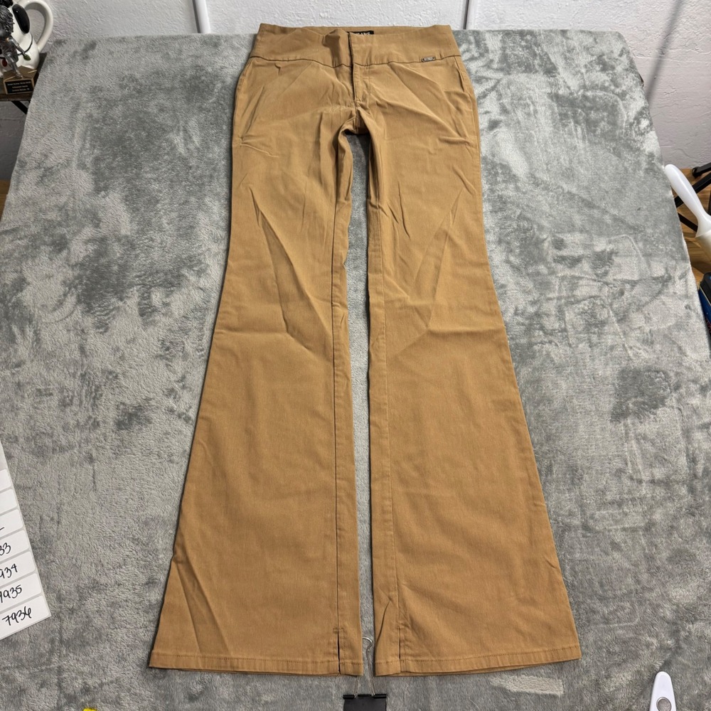 VTG Y2K Guess Jeans Low Rise Khaki Tan Flare Leg Stretch Pants 27